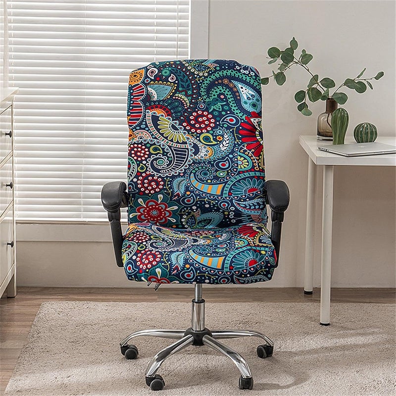 NILUOH Stretch Office Computer Chair Cover with Zipper, Rotating Boss Chair Slipcovers, Soft Chair Cover for Dorm Desk Chair, Soft Fit Universal Removable Spandex - Image 3